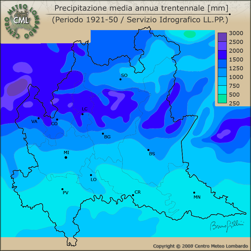 CML Mappe La carta della precipitazione totale per l anno 2007